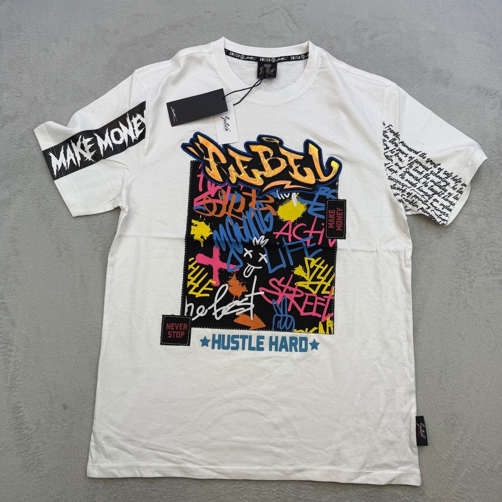Switch Remarkable T Shirt Mens XL White Graffiti Rebel Hustle Hard Streetwear